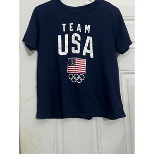 Team USA Olympics T-Shirt Navy Blue Graphic American Flag Rings  Large